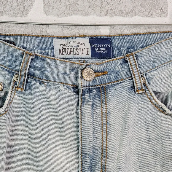 Aeropostale Benton Original Bootcut Wide Leg Thrashed Denim Jeans Men's Size 32 - Picture 10 of 16